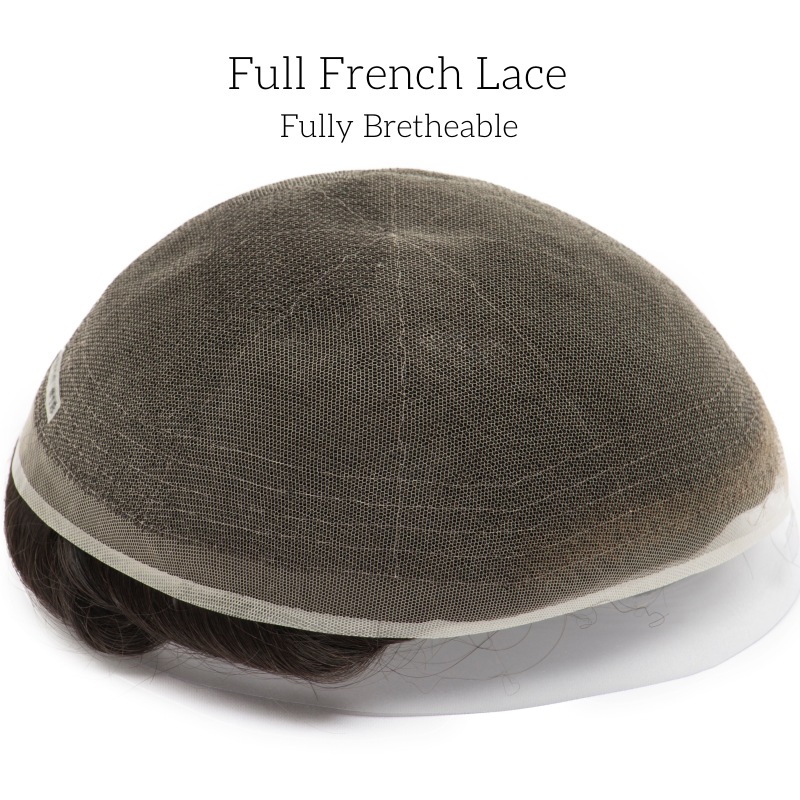 Full French Lace-Basis: Herren-Toupet | Full French Lace Base | Geeignet für feuchtes Klima