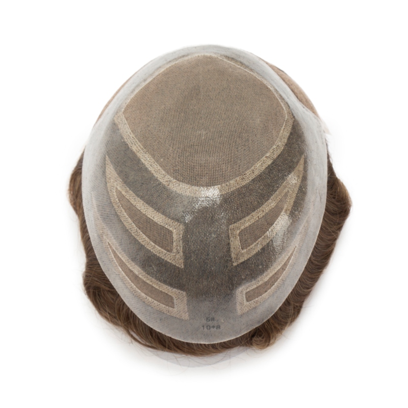 Versalite-Basis | Lace-Front + MONO-Mesh + PU Herrentoupet | Spitzen-Haaransatz-Perücke | Natürlicher Haaransatz | Echthaar-System