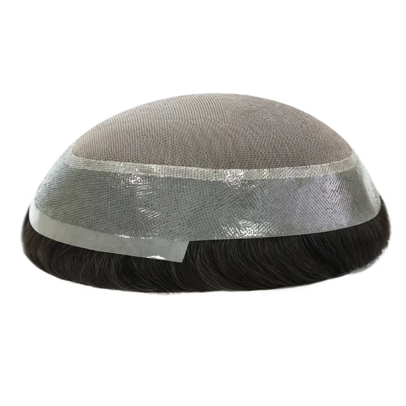 Mono PU | Mono-Mesh-Krone + PU | Herrentoupet | Atmungsaktive Per&uuml;cke | Nat&uuml;rlicher Haaransatz | Echthaar-System